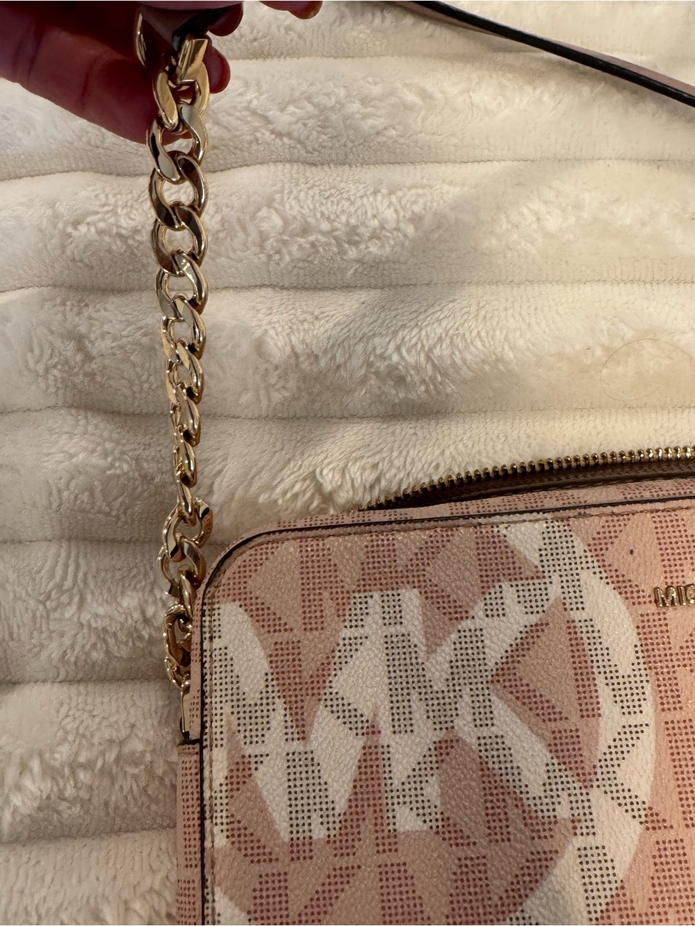 Michael Kors Jet Set Travel Crossbody Pink Logo Chain Strap - Picture 5 of 9